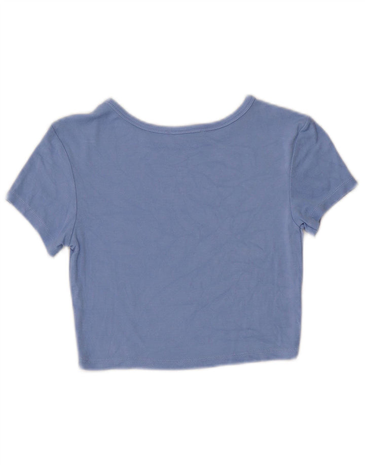 Zara Womens Crop T-Shirt Top UK 12 Medium Blue