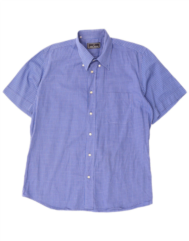 Daniel Hechter Mens Short Sleeve Shirt XL Blue Check