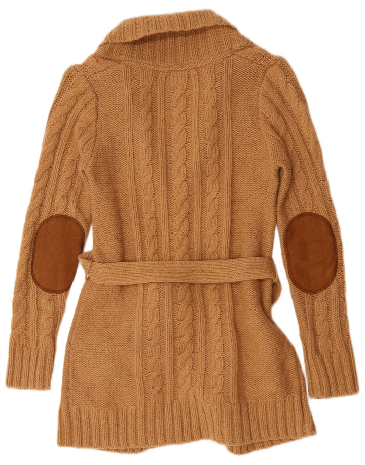 Zara Dame Cardigan Sweater UK 10 Lille Brun Nylon