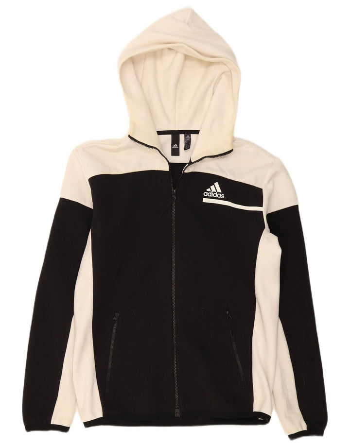 Giacca sportiva da uomo con cappuccio ADIDAS, poliestere color block medio nero