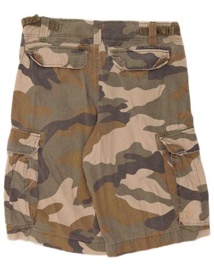 LEE Mens Cargo Shorts W32 Medium Khaki Camouflage Cotton