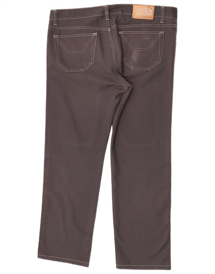 Jeckerson Mens Straight Jeans W40 L30 Grey Cotton
