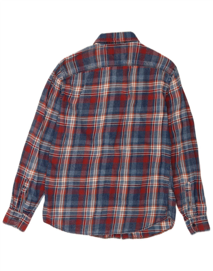 Cămașă Jack & Jones pentru bărbați din denim, bumbac cu carouri, albastru bleumarin mediu