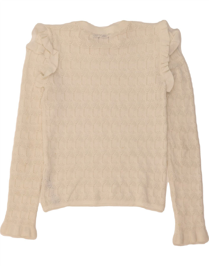 ZARA Womens Crew Neck Jumper Sweater UK 10 Small White Polyester Vintage Zara and Second-Hand Zara from Messina Hembry 
