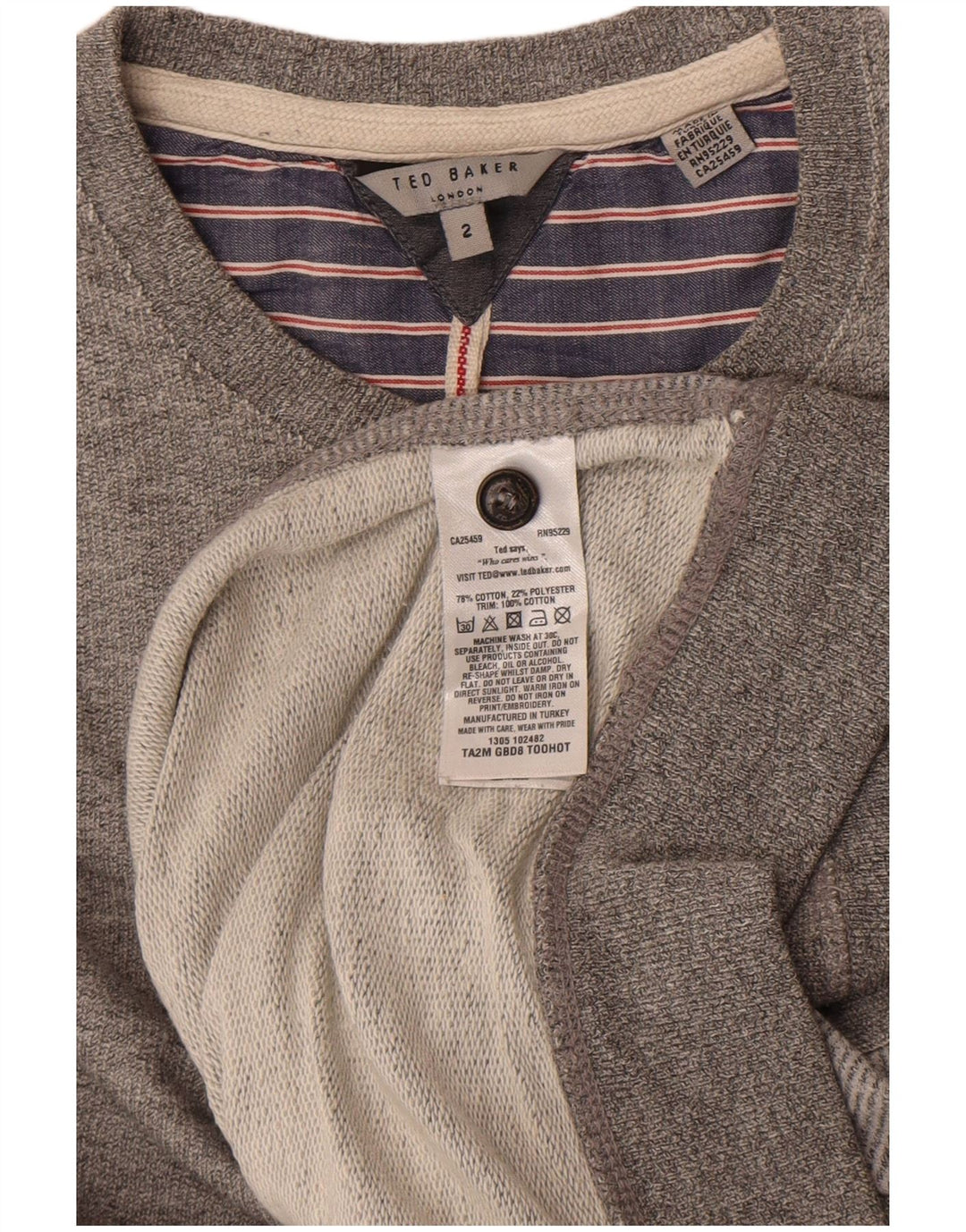 Męski sweter Ted Baker, rozmiar 2, mały, szary, bawełniany w plamki