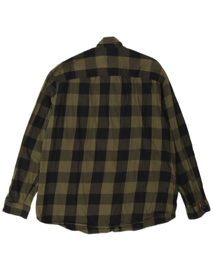 Jack & Jones Mens Flannel Shirt XL Green Gingham Cotton