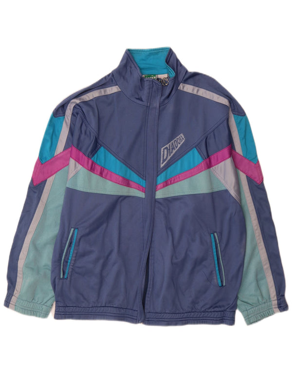 Diadora Mens Graphic Tracksuit Top Jacket Large Navy Blue Colourblock