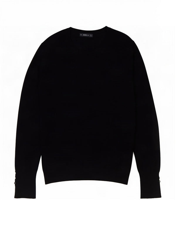 Zara Womens Crew Neck Jumper Sweater UK 18 XL Black