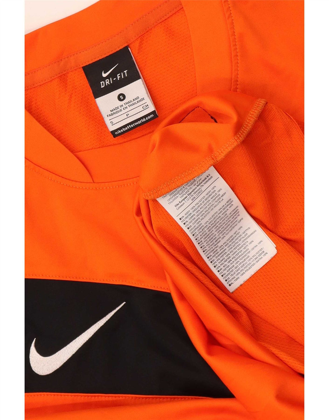 Nike Mens Dri Fit Graphic T-Shirt Top Small Orange Colourblock Polyester