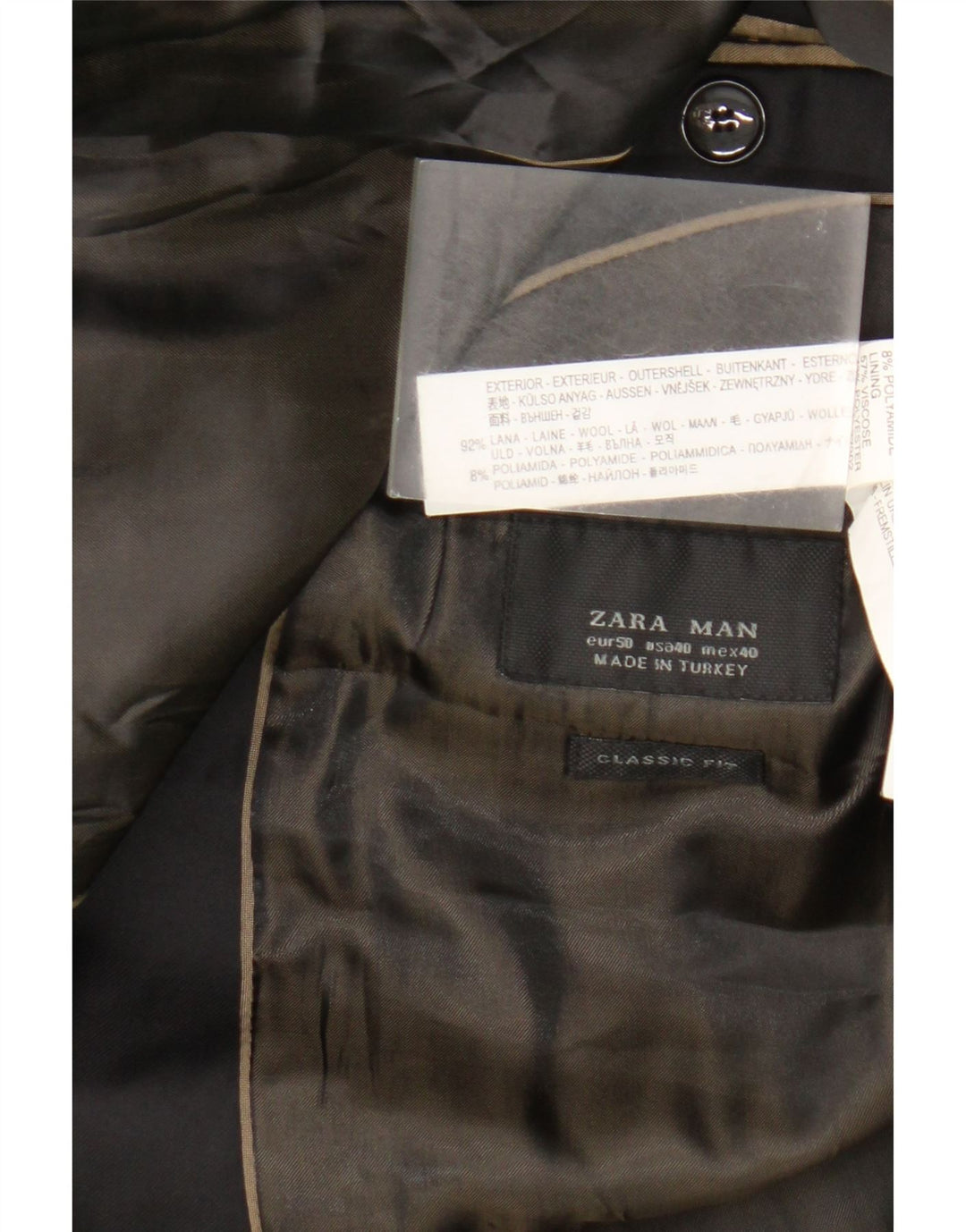 Zara Mens Classics 2 Button Blazer Jacket EU 50 Medium Black Wool