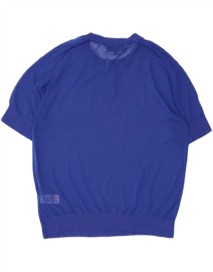 Zara Womens See Through Top UK 14 Large Blue Cotton
