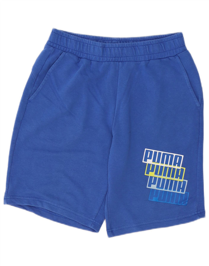 Puma Mens Graphic Sport Shorts Medium Blue Cotton