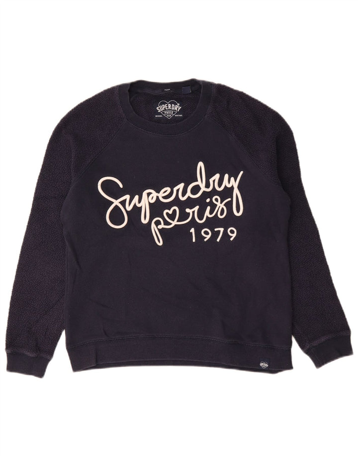Superdry Graphic Sweatshirt Jumper UK 14 Medium Marineblå Bomuld