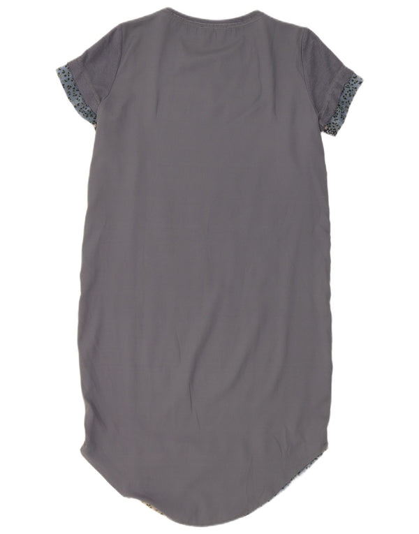 Sisley Womens T-Shirt Dress UK 8 Small Blue Floral Cotton