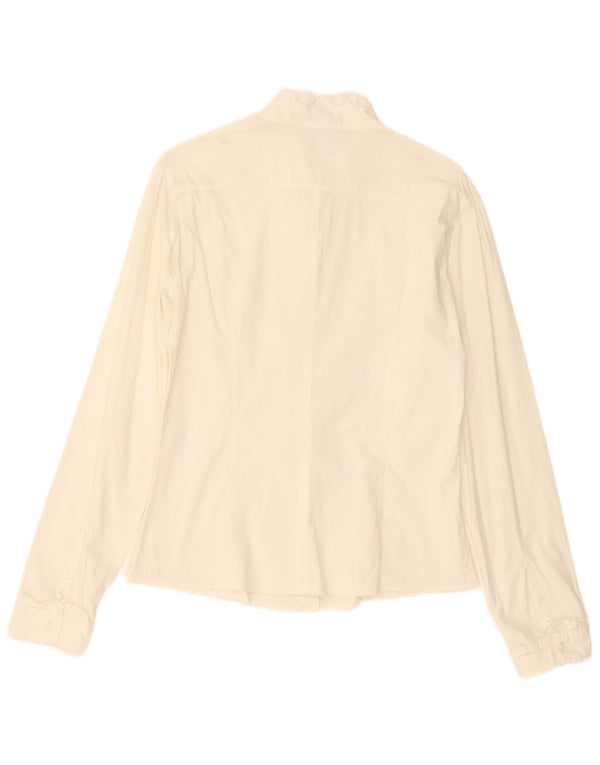 Camicia da donna Sisley con volant militare sul davanti UK 12 Medium White