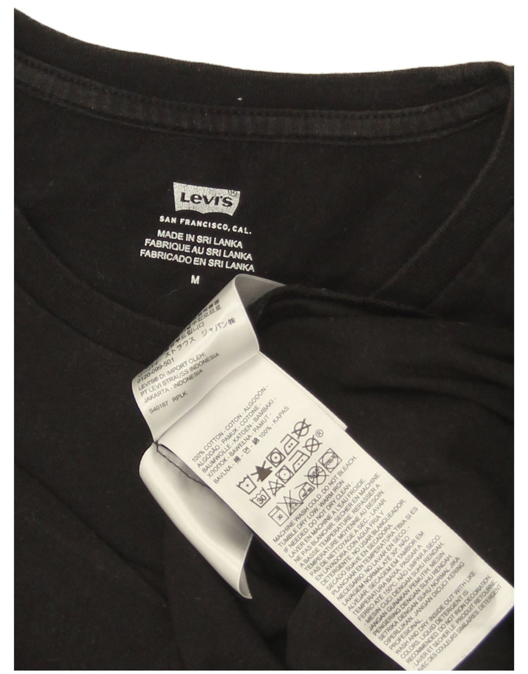 Мужская футболка с рисунком LEVI'S, хлопковый топ среднего размера, черный