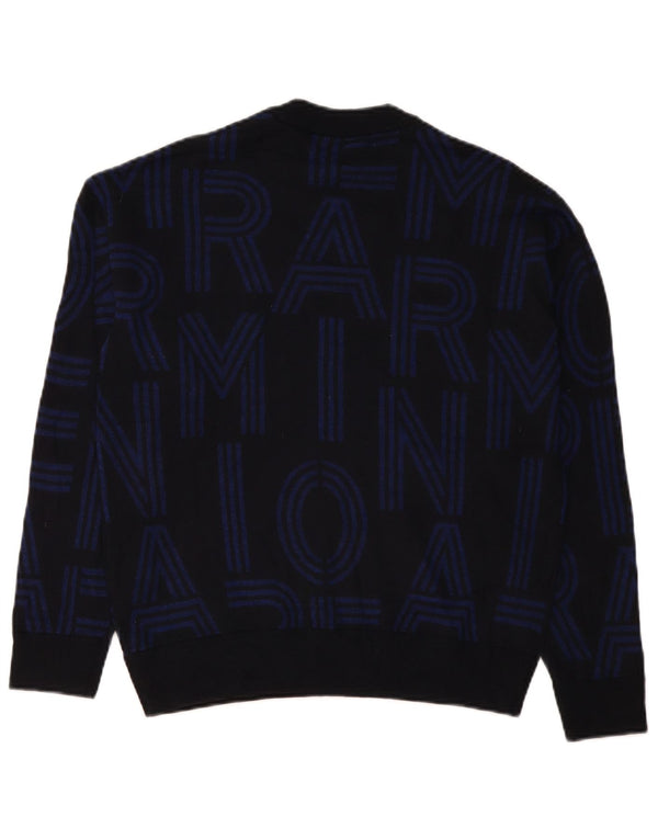 Emporio Armani Jersey con cuello redondo y estampado gráfico para hombre Azul marino mediano