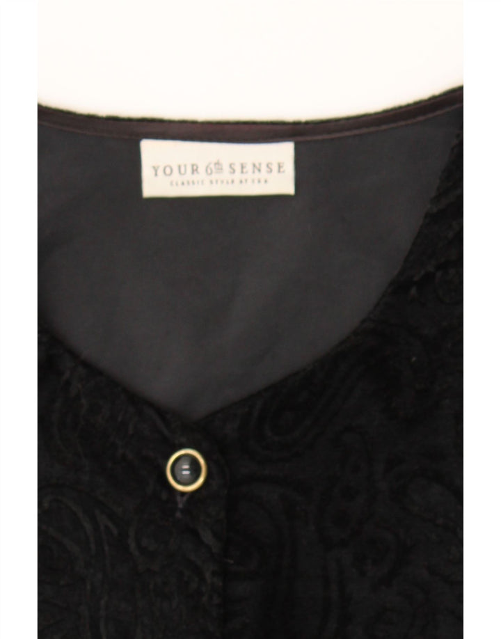YOUR SIXTH SENSE Womens 5 Button Blazer Jacket UK 16 Large Black Paisley Vintage Your Sixth Sense and Second-Hand Your Sixth Sense from Messina Hembry 