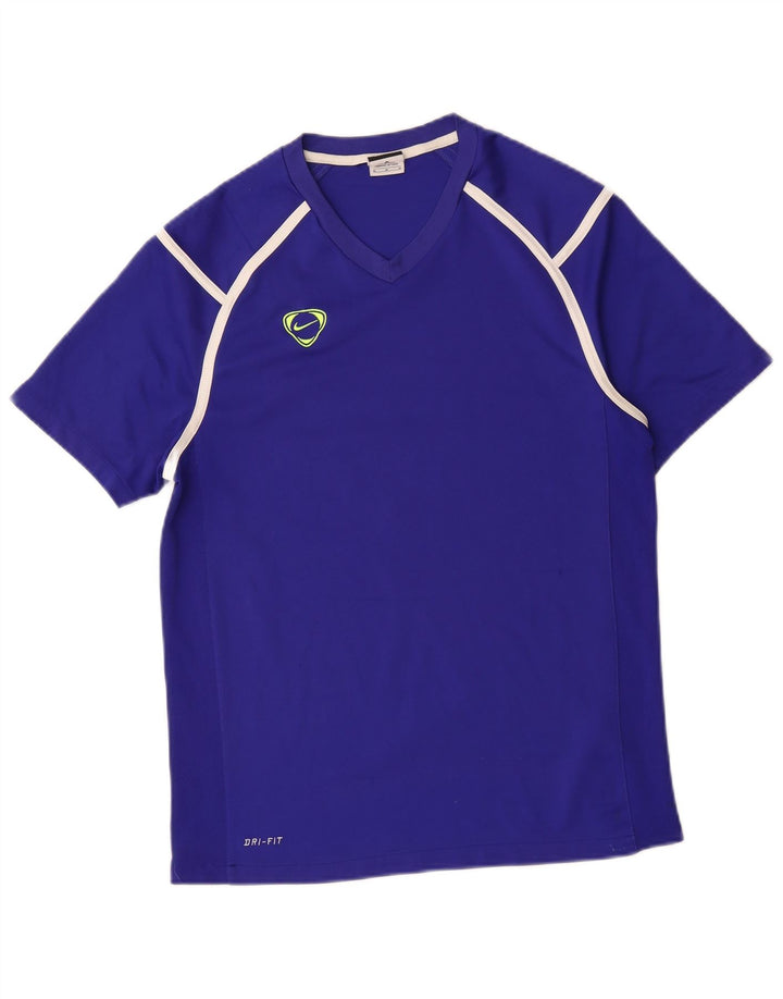 T-shirt Nike Dri Fit da uomo, top in poliestere color block blu medio