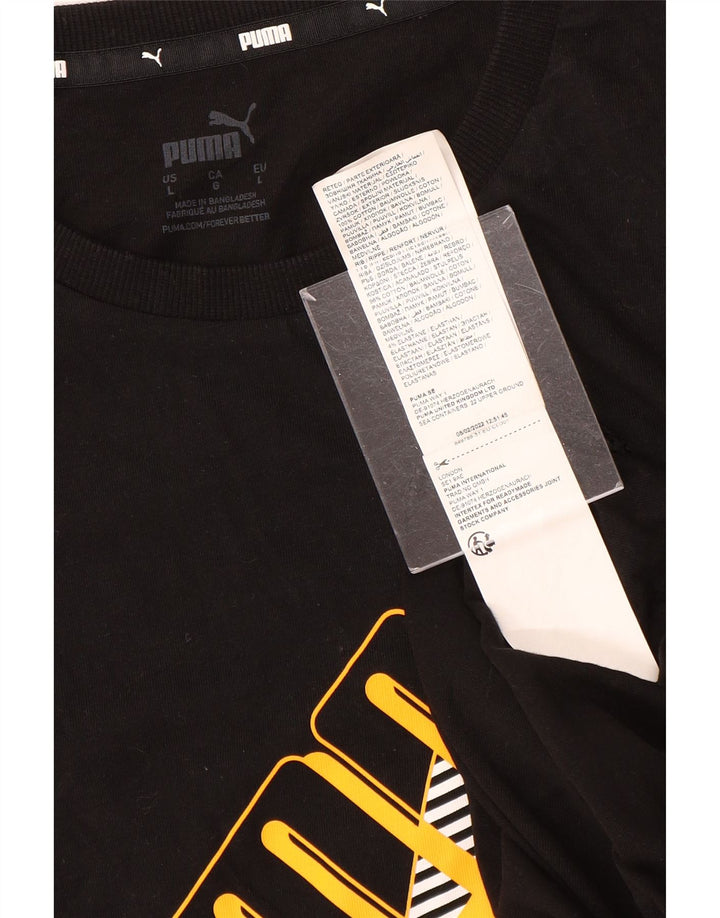 Puma Mens Graphic T-Shirt Top Large Black Cotton