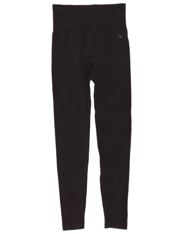 Женские леггинсы с высокой талией Adidas UK 4 XS черные из полиамида