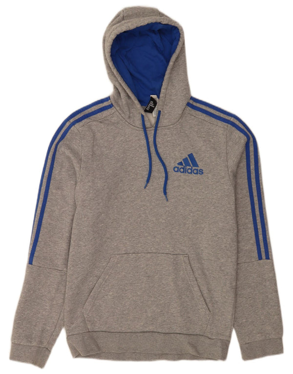 Felpa con cappuccio da uomo Adidas piccola in cotone chiazzato grigio