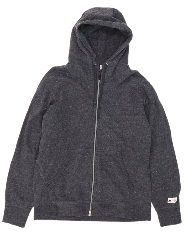 Maglione con cappuccio e zip da uomo Adidas XL in cotone screziato blu navy