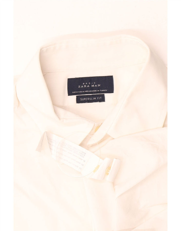 ZARA Mens Super Slim Fit Shirt Medium White Cotton