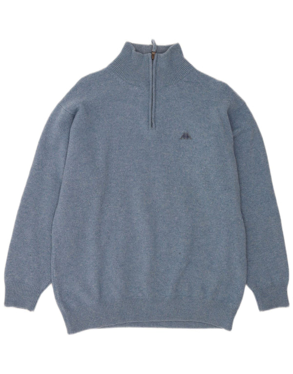 Kappa Mens Zip Neck Jumper Sweater 2XL Azul Moteado Lana Virgen
