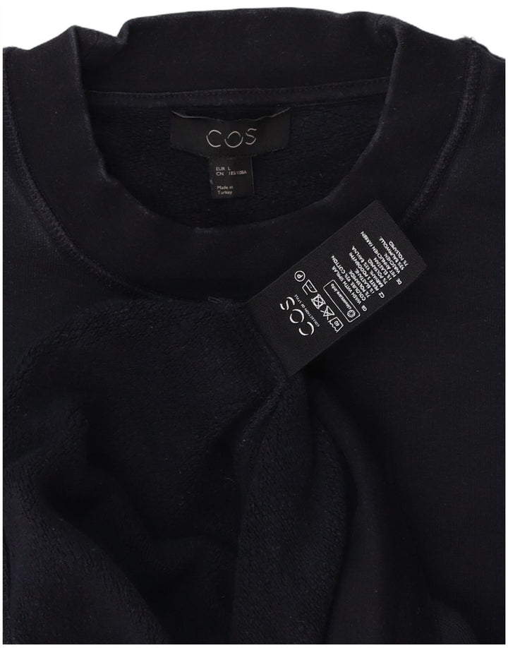 COS Herren-Sweatshirt, Pullover, groß, marineblau, Baumwolle