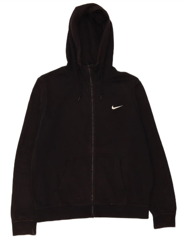 Nike Mens Zip Hoodie Sweater Large Black Cotton
