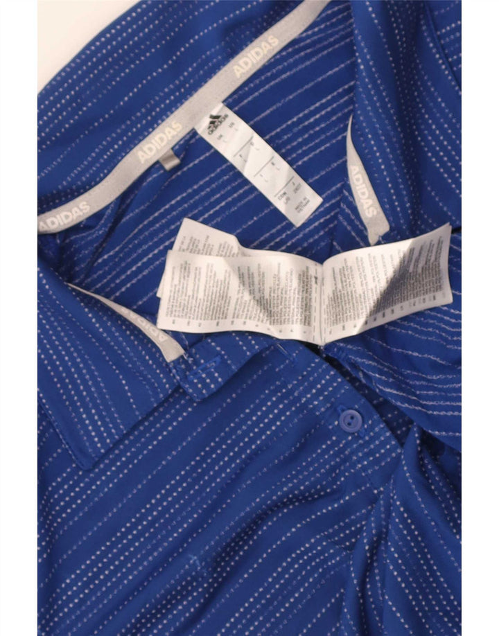 Adidas Womens Short Sleeve Polo shirt Large Blue Striped Polyester