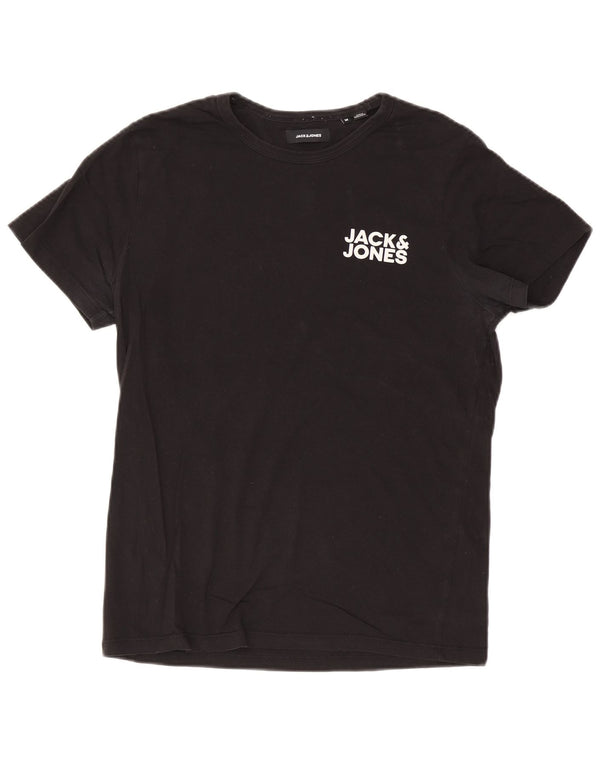 Jack & Jones Mens Graphic T-Shirt Top Medium Black Cotton