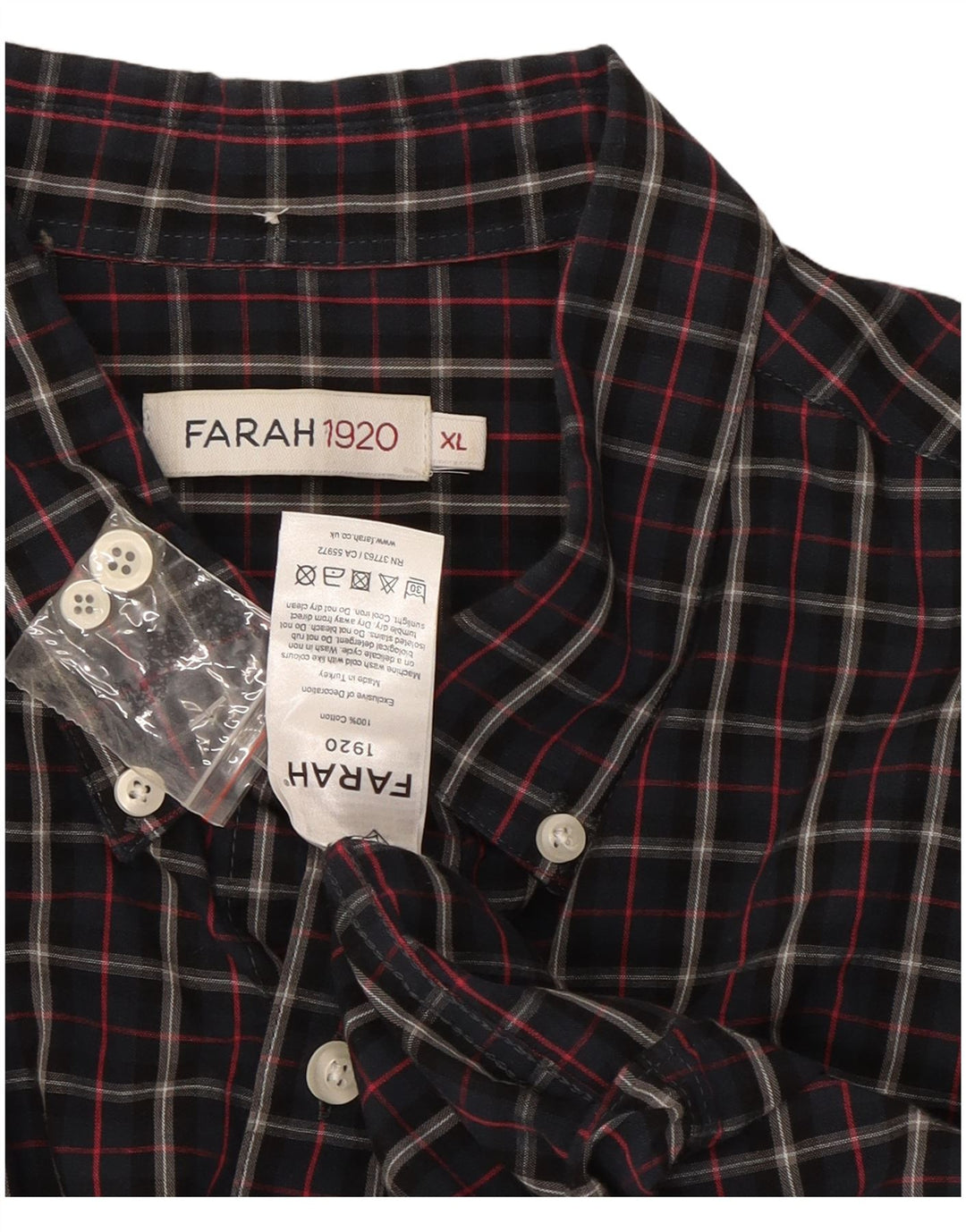 Camicia da uomo Farah XL in cotone a quadri blu navy