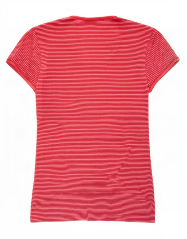 Benetton Womens T-Shirt Top UK 12 Medium Pink Striped Viscose