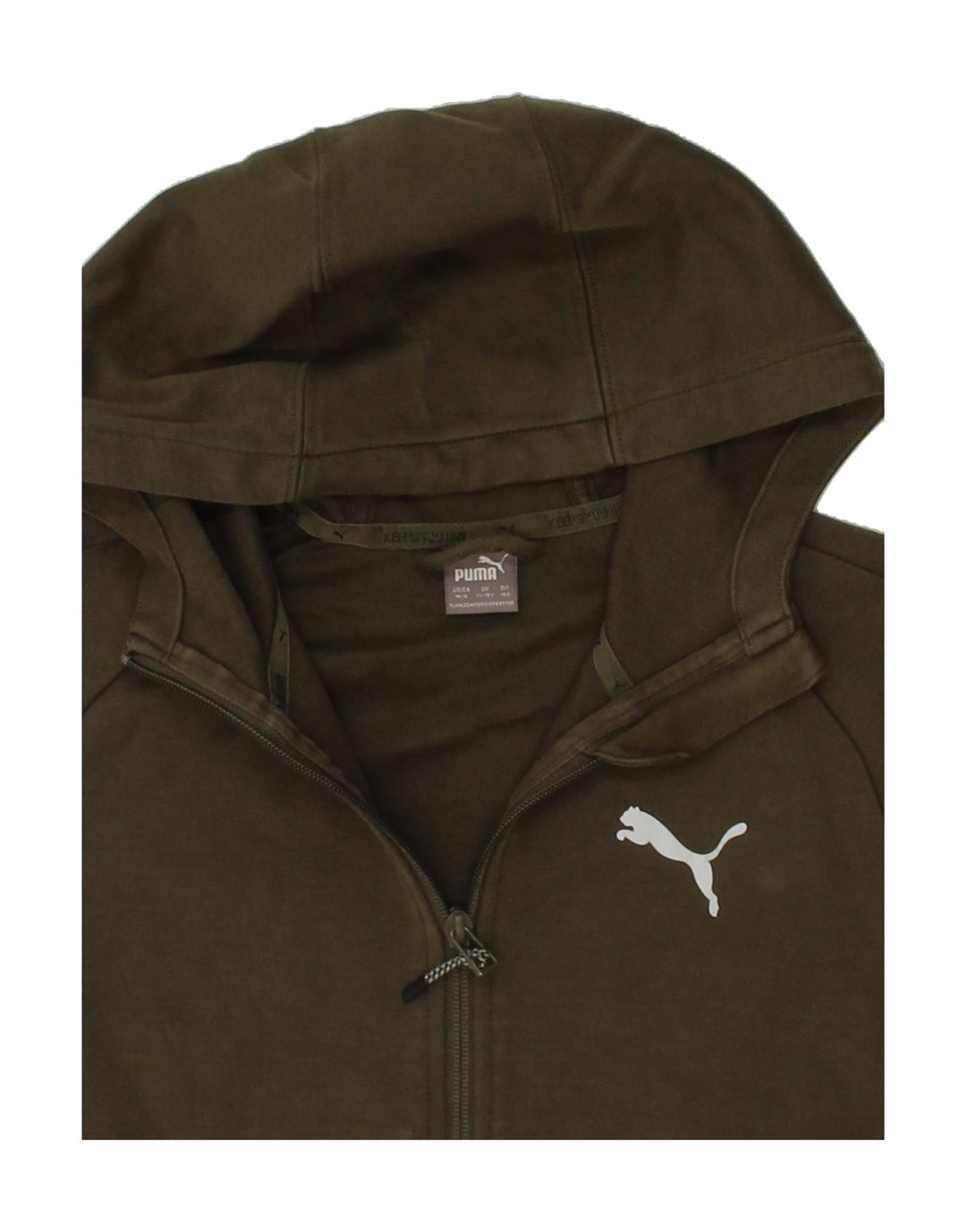 PUMA Boys Zip Hoodie Sweater 11-12 Years Green Vintage Puma and Second-Hand Puma from Messina Hembry 