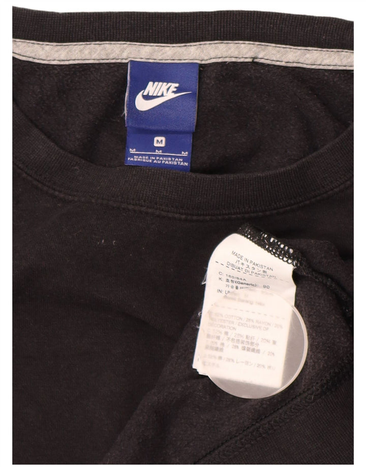 NIKE Womens Graphic Sweatshirt Jumper UK 14 Medium Black Cotton