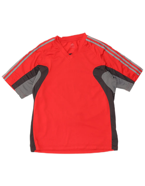 Adidas Mens T-Shirt Top Large Red Colourblock Polyester