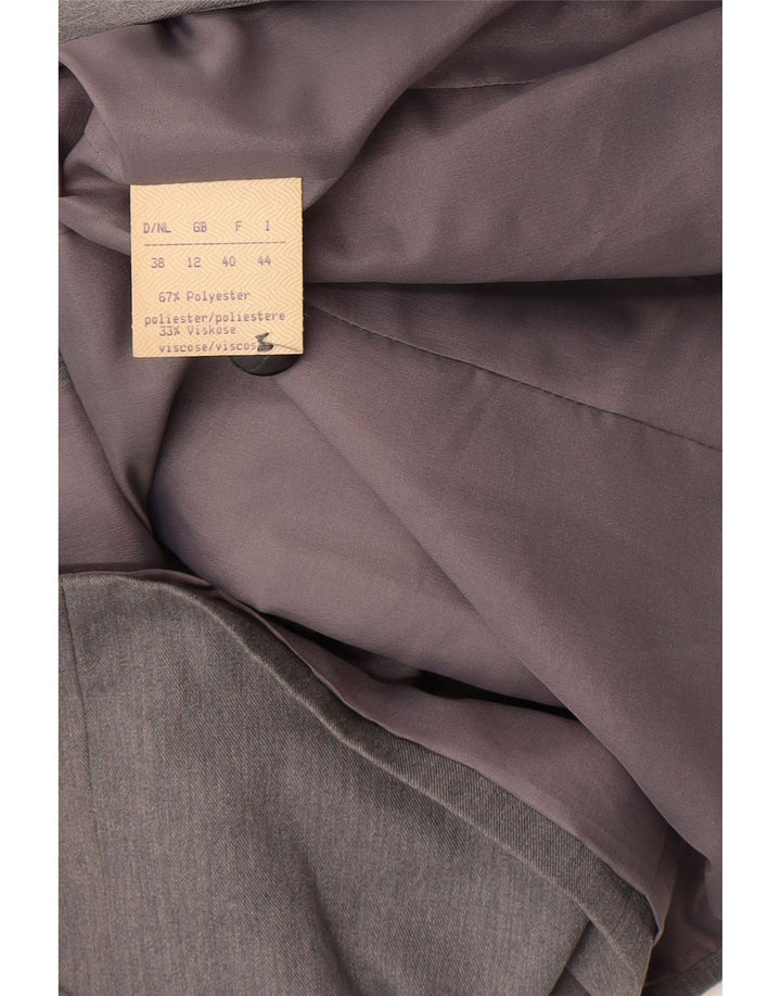 Giacca blazer vintage da donna a 1 bottone UK 12 Poliestere floreale grigio medio