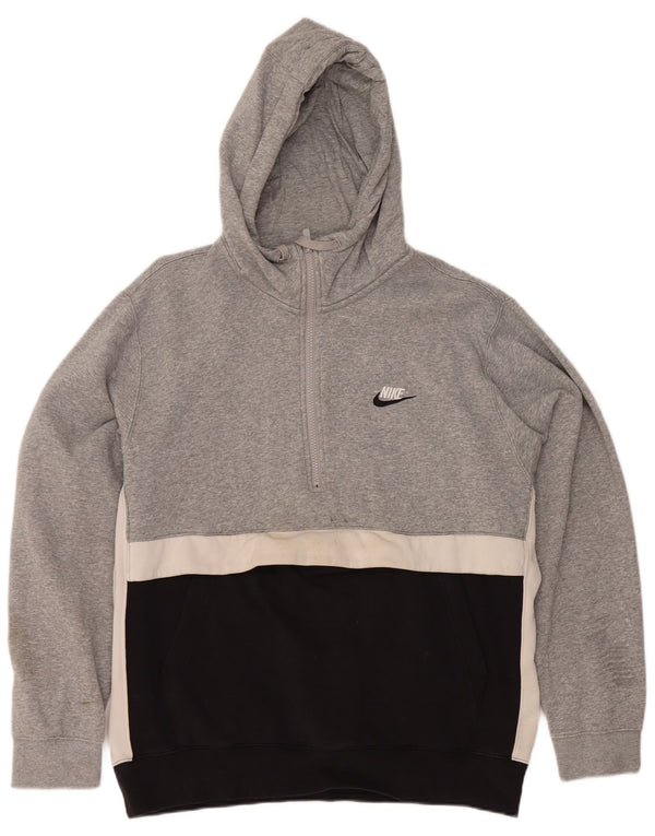 Nike hættetrøje med lynlås til mænd, stor grå farveblok bomuld