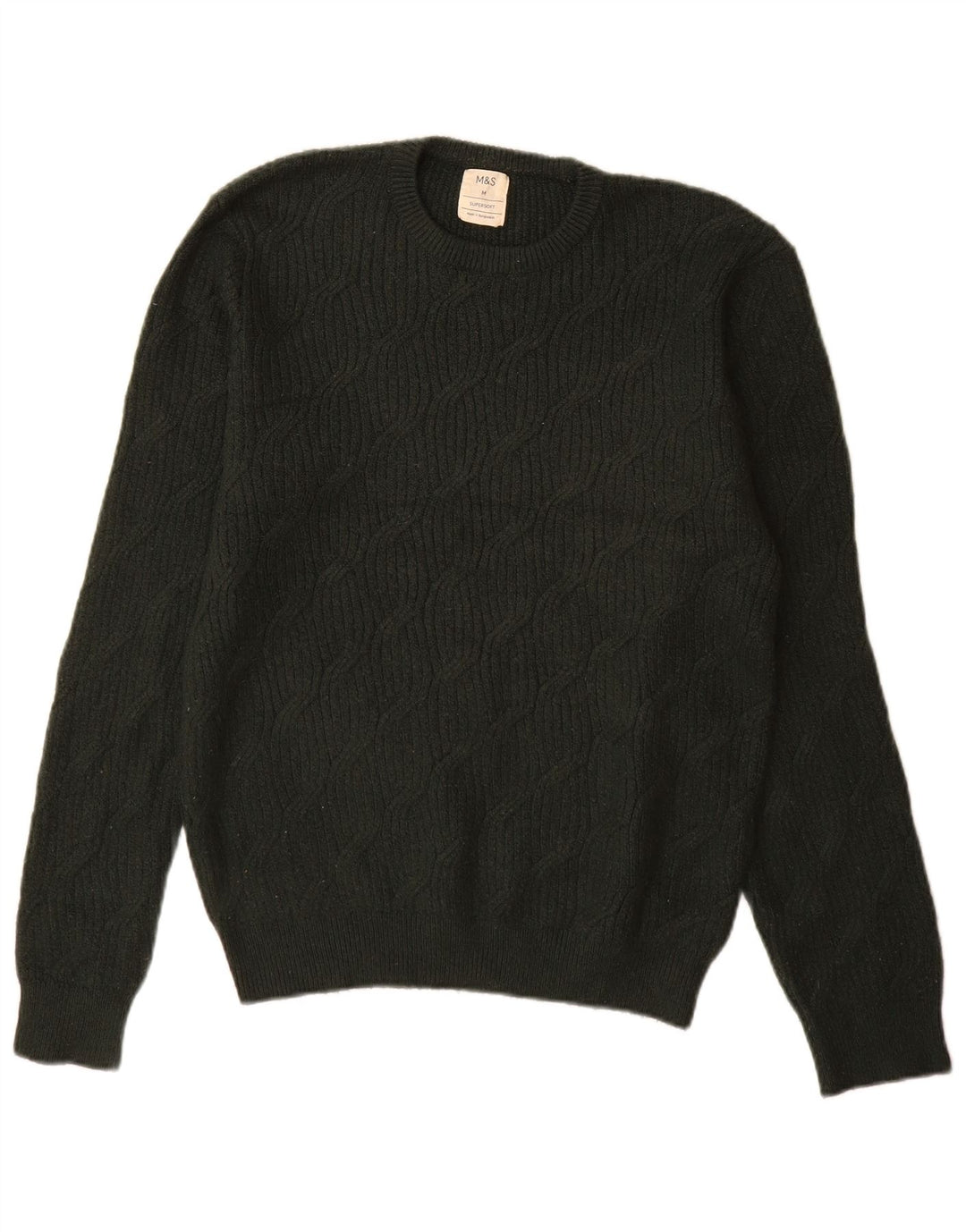 Marks & Spencer Mens Crew Neck Jumper Sweater Medium Green Polyamide