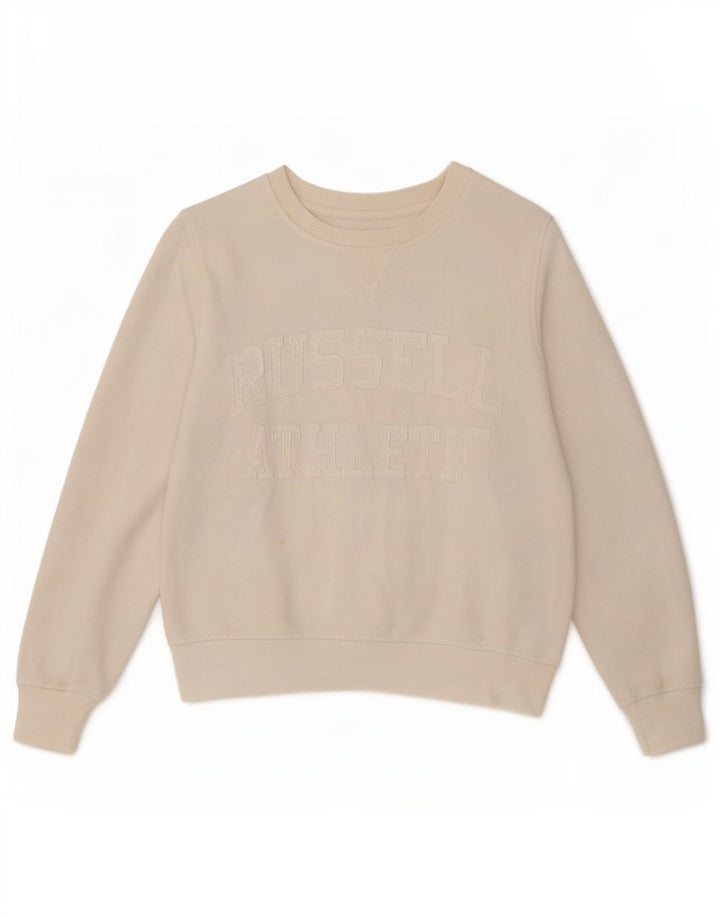 Russell Athletic Sweat-shirt graphique pour femme UK 14 Medium Off White