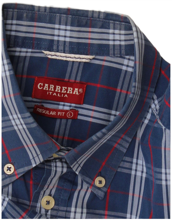 CARRERA Mens Regular Fit Short Sleeve Shirt Large Blue Check