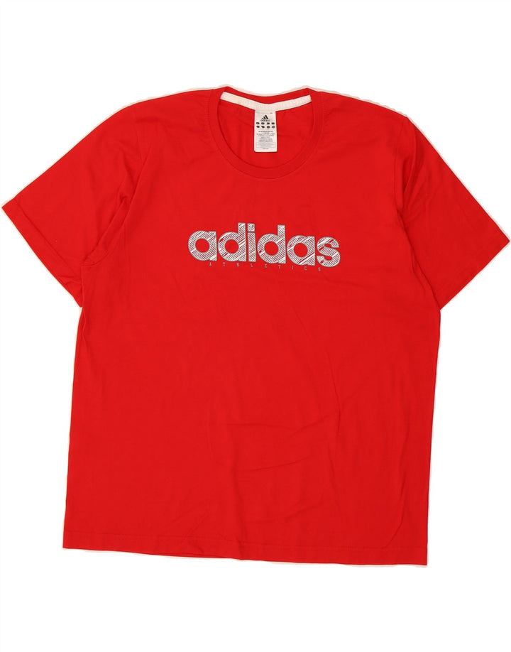 ADIDAS Mens Graphic T-Shirt Top Large Red Cotton Vintage Adidas and Second-Hand Adidas from Messina Hembry 
