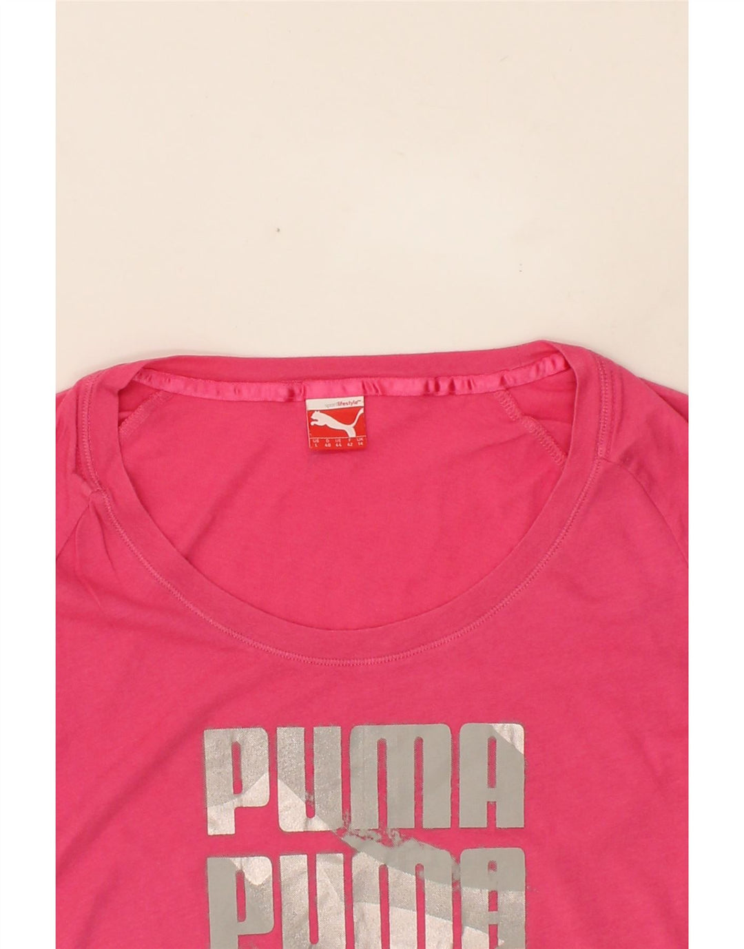 PUMA Womens Graphic T-Shirt Top UK 14 Medium Pink Vintage Puma and Second-Hand Puma from Messina Hembry 