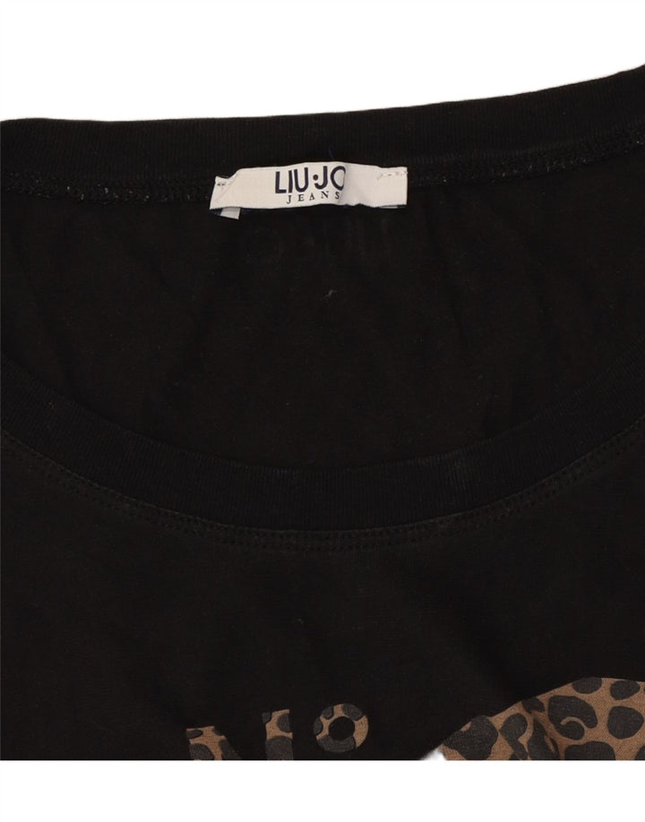 LIU JO Womens Graphic Vest Top UK 14 Medium Black