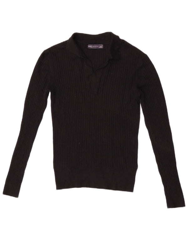 Polo a maniche lunghe da donna Marks & Spencer UK 8 Small in viscosa nera