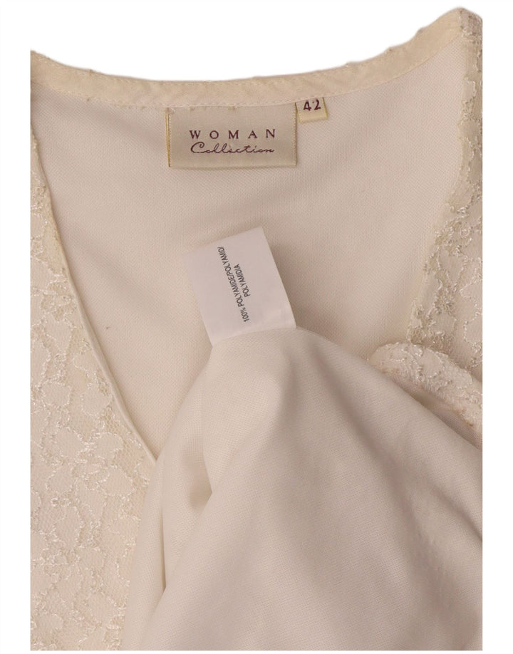 Vintage Womens Short Sleeve Shirt Blouse IT 42 Medium Off White Polyamide