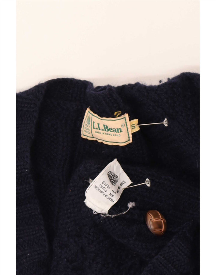 L.L.Bean Womens Oversized Cardigan Sweater UK 10 Small Navy Blue Wool