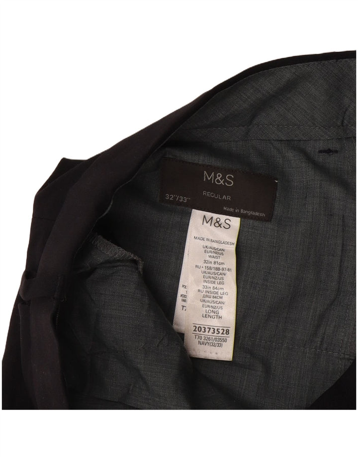 Pantaloni chino dritti regolari da uomo Marks & Spencer W32 L33 Blu Navy